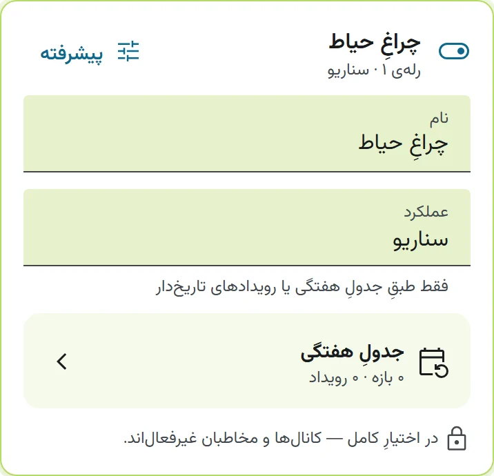رله در حالتِ سناریو
